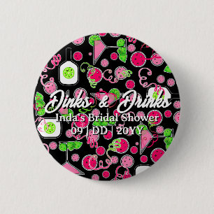 Pickleball Feestje Dinks & Dranken Cocktails Ronde Button 5,7 Cm