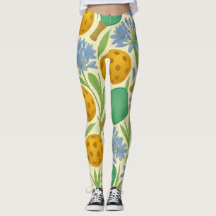Pickleball Floral Paddle Ball Naadloze Print Leggings