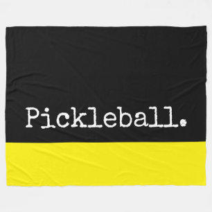 PICKLEBALL Fun Zwart Levendig Geel Kleurblok Fleece Deken