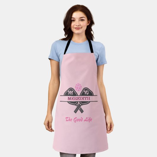 Pickleball Gal Paddles Aangepaste naam Monogram Schort (Gedragen)