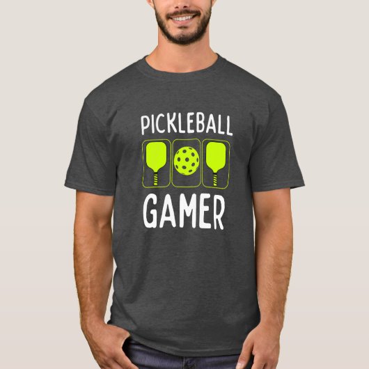 Pickleball Gamer peddels en bal T-shirt (Voorkant)
