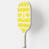 Pickleball Geel Wit Patroon Monogram Paddle (Links)
