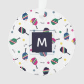 Pickleball Gepersonaliseerd Monogram Vakantie Kers Ornament (voorkant)