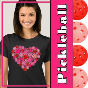 Pickleball Gevuld Hart Roze en Rode Liefde T-shirt