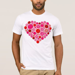 Pickleball Gevuld Hart Roze en Rode Liefde T-shirt