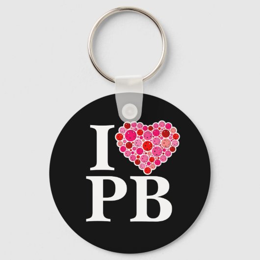 Pickleball Gevuld Hart Roze en Rood I Hart PB Sleutelhanger (Voorkant)