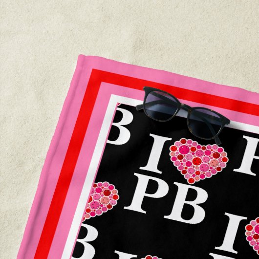 Pickleball Gevuld Hart Roze en Rood I Hart PB Strandlaken (In situ)