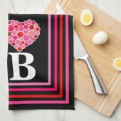 Pickleball Gevuld Hart Roze en Rood I Hart PB Theedoek (Quarter Fold)