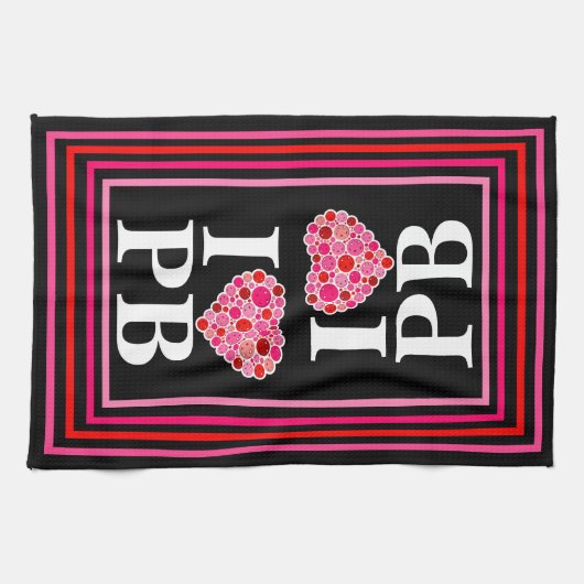 Pickleball Gevuld Hart Roze en Rood I Hart PB Theedoek (Horizontaal)