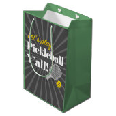 Pickleball Gift Bag Let's Play Pickleball Party Medium Cadeauzakje (Achterkant Gekanteld)