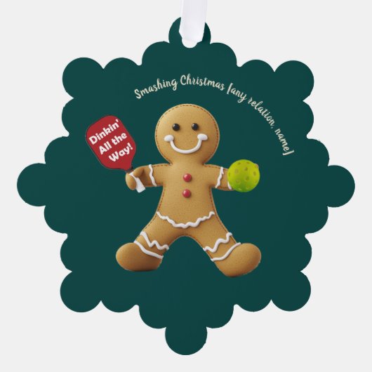 Pickleball Gingerbread Cheer Ornament Kaart (Voorkant)