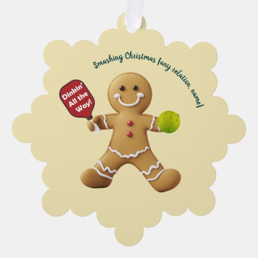 Pickleball Gingerbread Cheer Ornament Kaart (Voorkant)