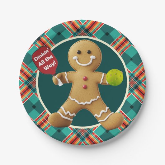 Pickleball Gingerbread Cheer Papieren Bordje (Voorkant)