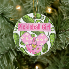 Pickleball Girl Pickles en Pickleballs Custom Cer Keramisch Ornament