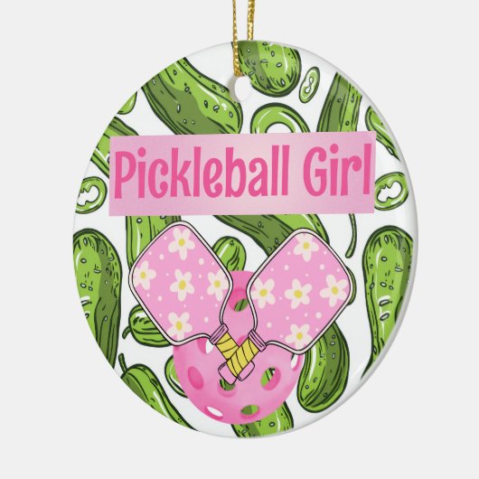 Pickleball Girl Pickles en Pickleballs Custom Cer Keramisch Ornament (Links)