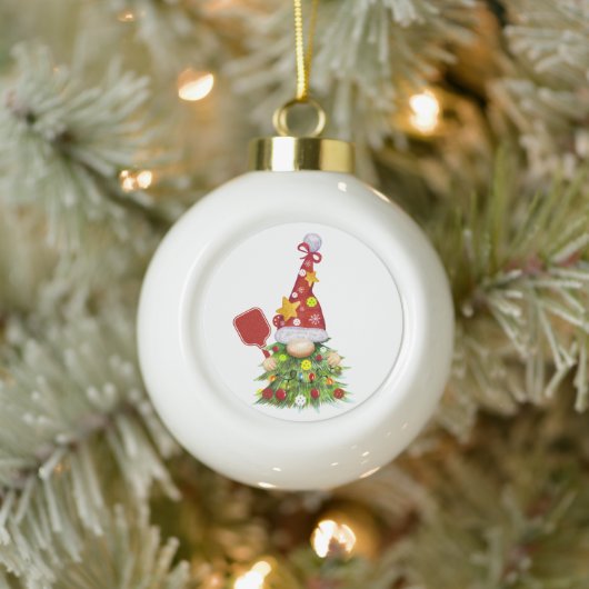 Pickleball Gnome-kerstboom Keramische Bal Ornament (Boom)