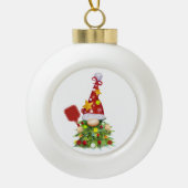 Pickleball Gnome-kerstboom Keramische Bal Ornament (Voorkant)