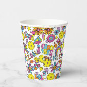 Pickleball Groovy, retro jaren '90, witte papieren Papieren Bekers (Rechts)