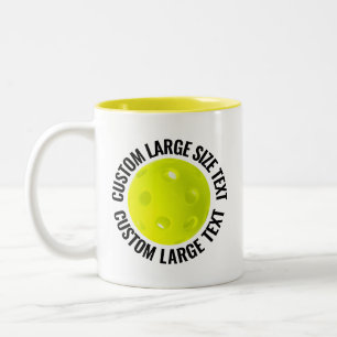 Pickleball & Grote Tekst GEEL 325ml Custom Tweekleurige Koffiemok
