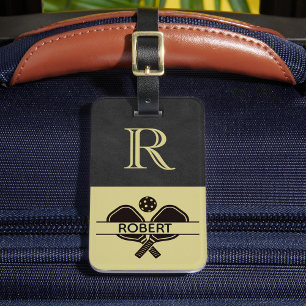 Pickleball Guy Aangepaste Monogram Initiaal Naam Bagagelabel