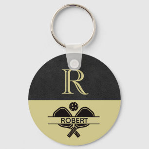 Pickleball Guy Aangepaste Monogram Initiaal Naam Sleutelhanger