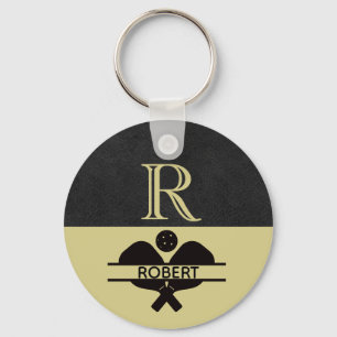 Pickleball Guy Aangepaste Monogram Initiaal Naam Sleutelhanger
