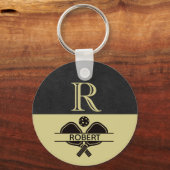 Pickleball Guy Aangepaste Monogram Initiaal Naam Sleutelhanger (Achterkant)