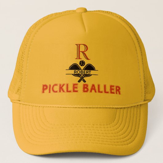 Pickleball Guy Aangepaste Monogram Initiaal Naam Trucker Pet (Voorkant)