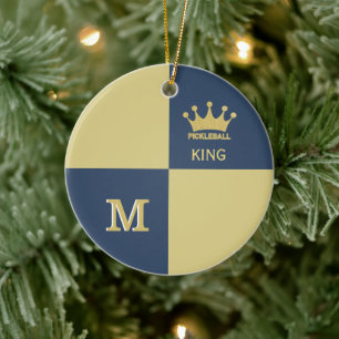 Pickleball Guy King Monogram Initiaal Keramisch Ornament