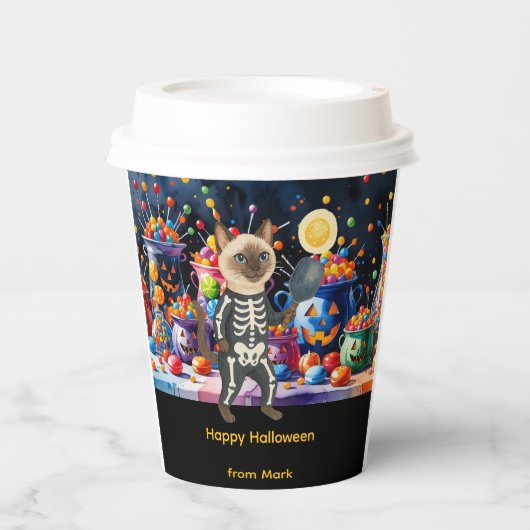 Pickleball Halloween feest voor kattenliefhebbers Papieren Bekers (Voorkant)