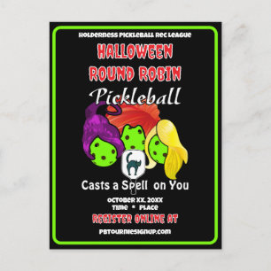 Pickleball Halloween-feest waar Heksen een Spreuk  Uitnodiging Briefkaart