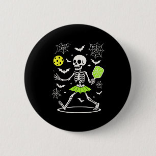 Pickleball Halloween kostuum, Spooky Season Skelet Ronde Button 5,7 Cm