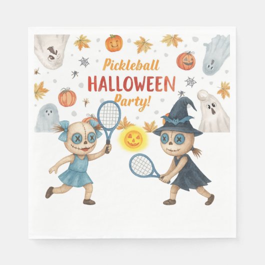 Pickleball Halloween Party met peddel en bal Servet (Voorkant)