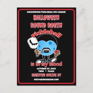 Pickleball Halloween Round Robin Feest Vampier Uitnodiging Briefkaart