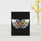 Pickleball Halloween Skeleton Hands Love Heart Pum Kaart (Gele Bloem)