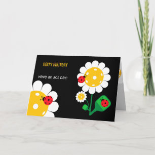 Pickleball Happy Birthday Black  Kaart