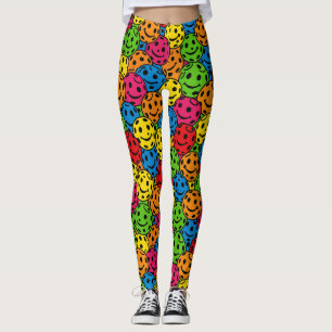 Pickleball Happy Retro Smiley Leggings Motifs
