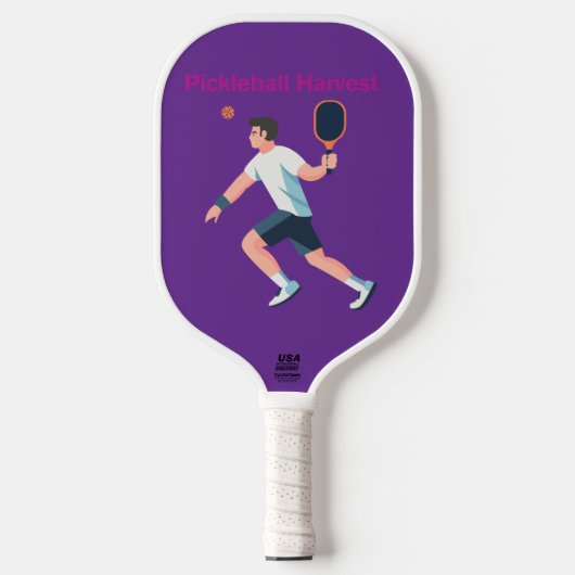 Pickleball Harvest – Athletic Player Paddle Design (Voorkant)