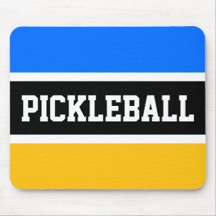 PICKLEBALL Helder Blauw Geel Zwart Wit Strepen Muismat
