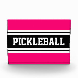 PICKLEBALL Helder Roze Zwart Wit Racing Stripes Fotoblokken