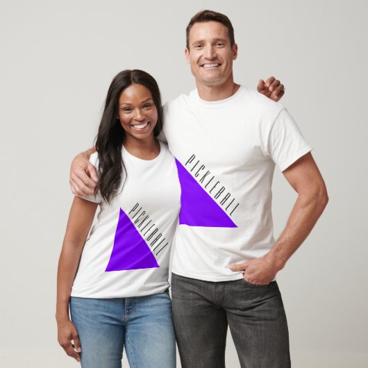 PICKLEBALL Heldere Paarse driehoekige wig op wit T-shirt (Unisex)