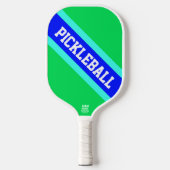 PICKLEBALL Heldergroen Royal Blue Racing Stripes Pickleball Paddle (Voorkant)