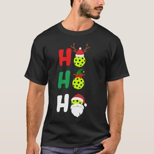 Pickleball Ho Ho Ho - Kerstmis Pickleball T-shirt (Voorkant)