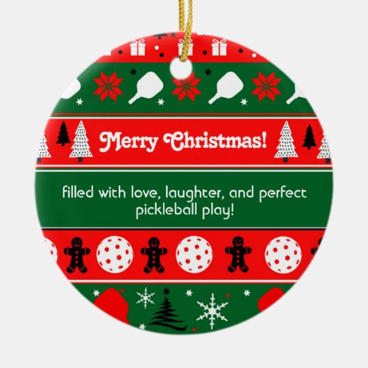Pickleball Holiday Cheer Keramisch Ornament (Voorkant)