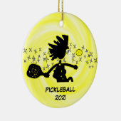 Pickleball Holiday keramisch sieraad Keramisch Ornament (Rechts)