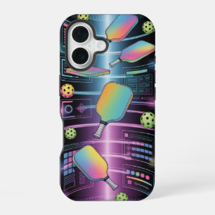 Pickleball holografisch peddelportaal toernooi iPhone 16 hoesje