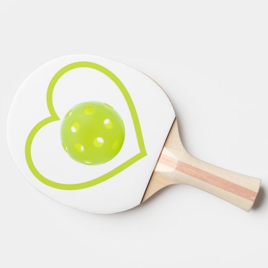 pickleball houdt van gele pickbal tafeltennisbatje (Zijkant)