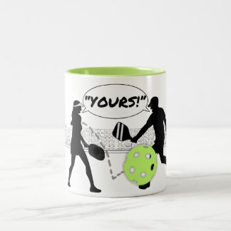 Pickleball humor: "Van jou!" Tweekleurige Koffiemok