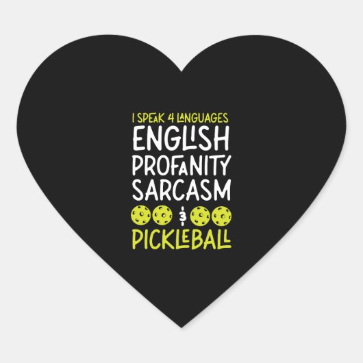 Pickleball Ik spreek 4 talen Hart Sticker (Voorkant)