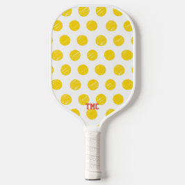 Pickleball Initialen Yellow Polka Dot Sports Pickleball Paddle